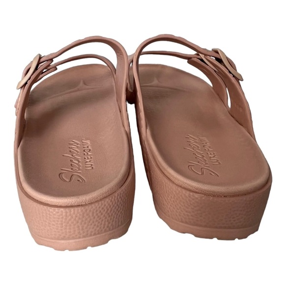 Skechers Luxe Foam Sandals Sliders Womens Size UK 8 Dusky Pink Buckle Fastening - Picture 10 of 12